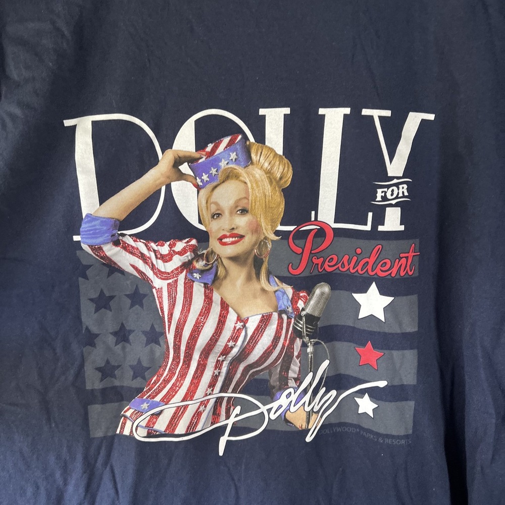 Dollywood Dolly Parton For President Graphic T-Shirt Men's 2XL Navy Blue